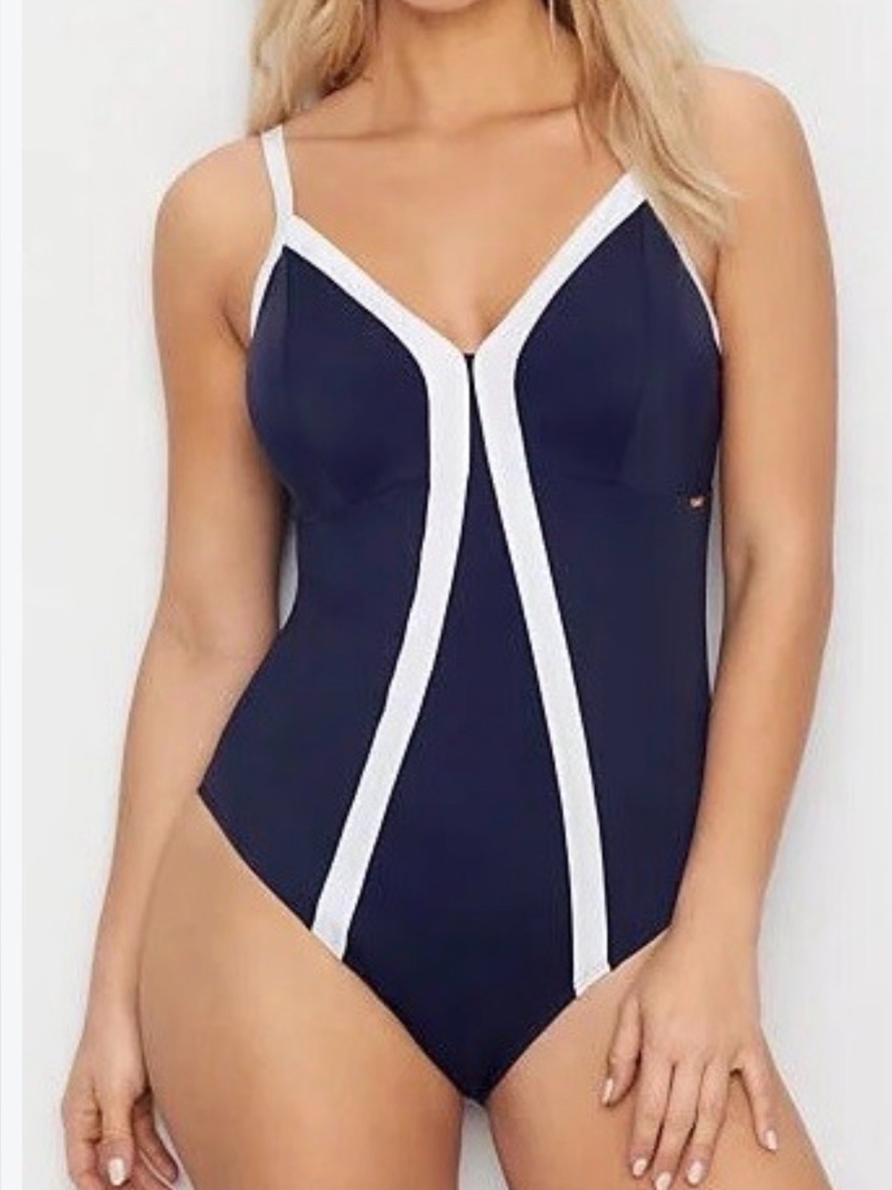 Panache Navy and White One-Piece Swimsuit